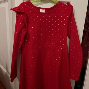 Girls Hanna Andersson 10 red dress gold polka dots